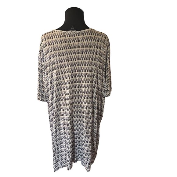 Ulla Popken v-neck short sleeve long plus size gray and white top size 20/22 - Picture 2 of 7